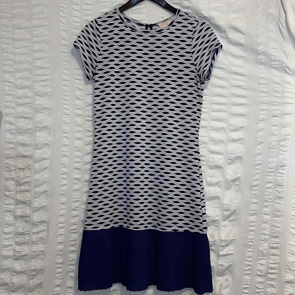 MICHAEL Micheal Kors Navy & White Wavy Dress